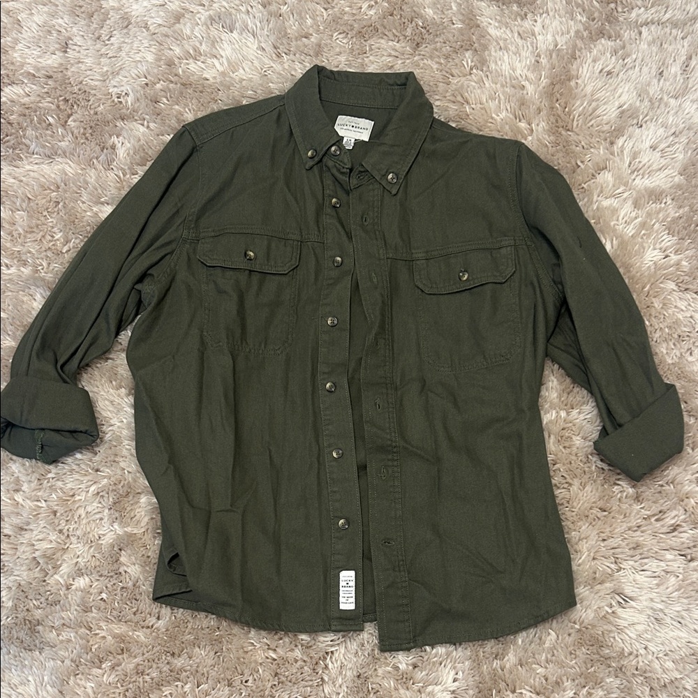 Lucky Brand Olive Casual Button-Down Shirt
